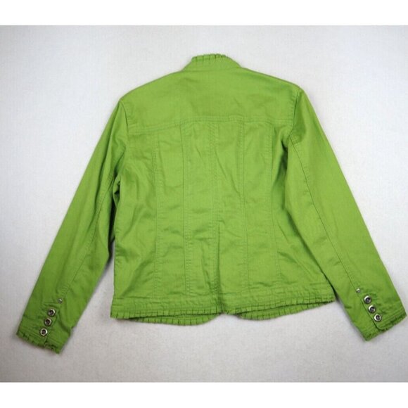 CHICO'S PLATINUM - WOMEN'S GREEN DENIM JACKET - SIZE 1 - Picture 5 of 8